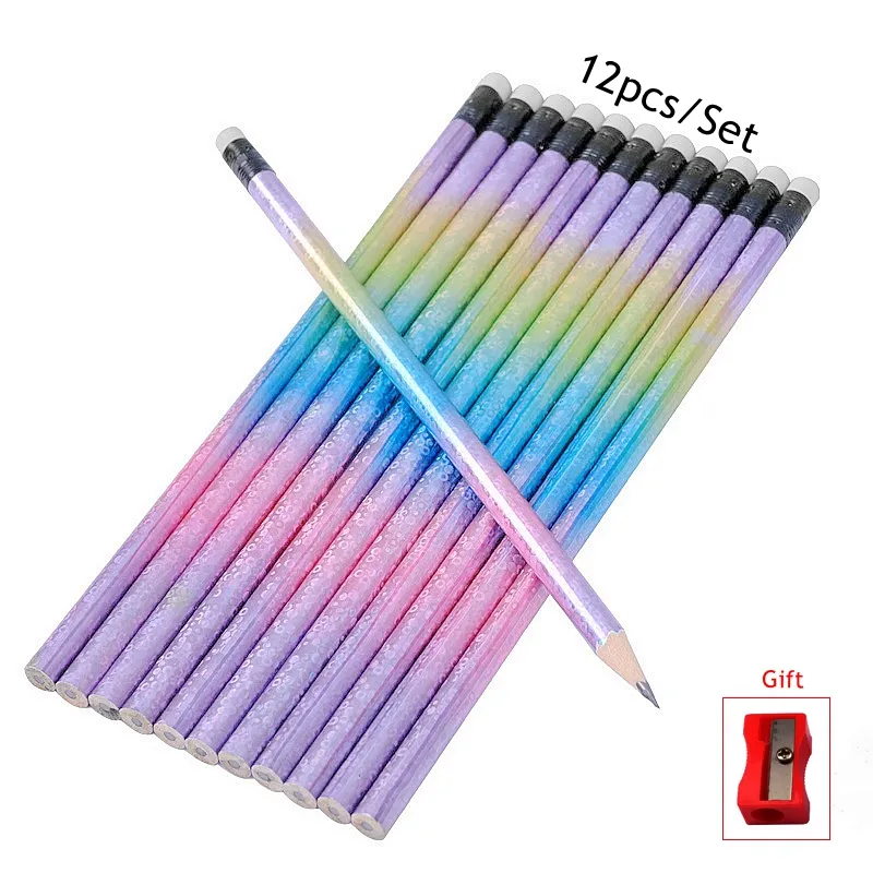 Starry Sky Rainbow drawings of pencils with Eraser - Wooden Starry Sky Rainbow drawings of pencils with Eraser - Wooden