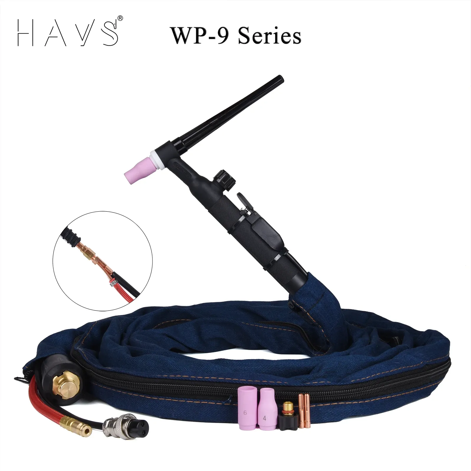 フレキシブルヘッドガスバルブ付き TIG 溶接トーチヘッド Weldtec TIG