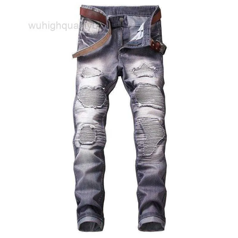 Jeans maschi uomini rifornimento cross bornding europeo buca di commercio estero europeo pantaloni di tendenza locomotiva