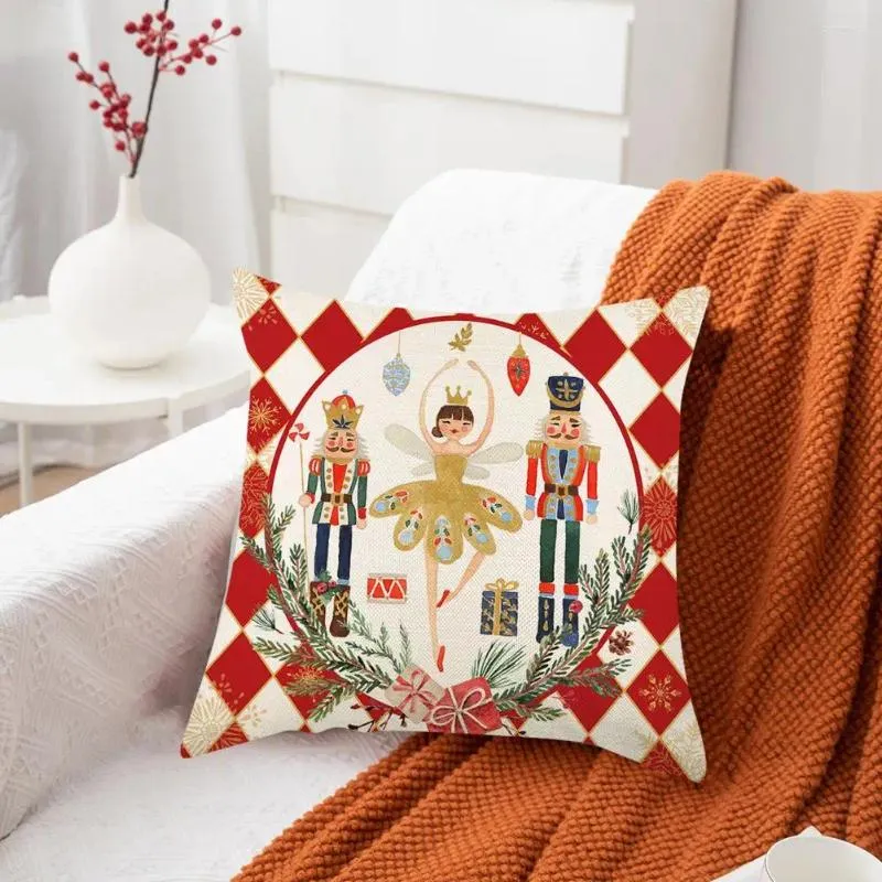 Pillow Square Case festliche Weihnachtsbaumabdruck Kissenbezug Langable waschbarer Nichtverschluss für die Ferienzeit