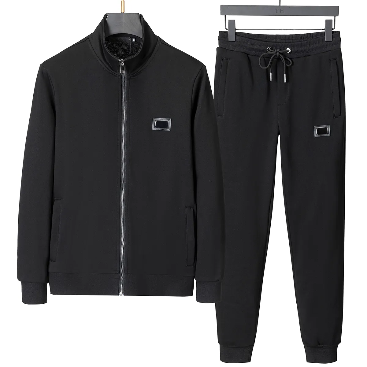 Män sportkläder set varumärke herr tracksuit idrott fitness kläder två stycken lång ärmjacka + byxor casual herrespår suita8