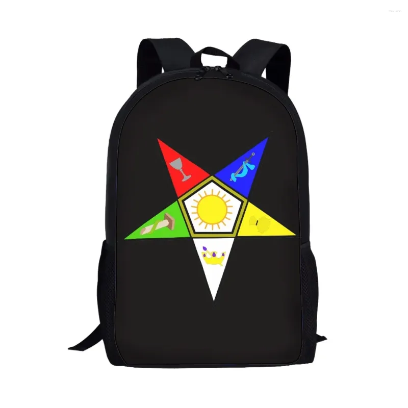 Borse per la scuola Ordine dell'Eastern Star Emblem Stampa Backpack Bambini Student Bag Travel Women Men Teenager Daily Daily