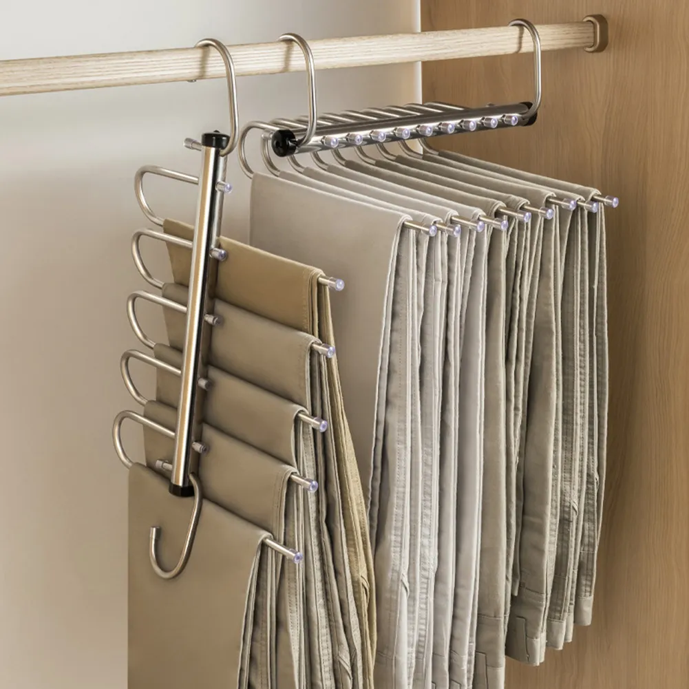 Save Big on Bulk Folding Pants Rack Space Saving Folding Clothes Rack For  Pants Stainless Steel Wardrobe Organizer For Jeans, Trousers Scarves (5/9 