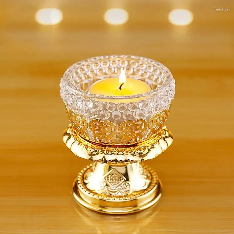 Titulares de velas Votivo Gift Glass Golden Decorative Lotus Fazendo suprimentos Portavelas Burners de óleo AB50ZT