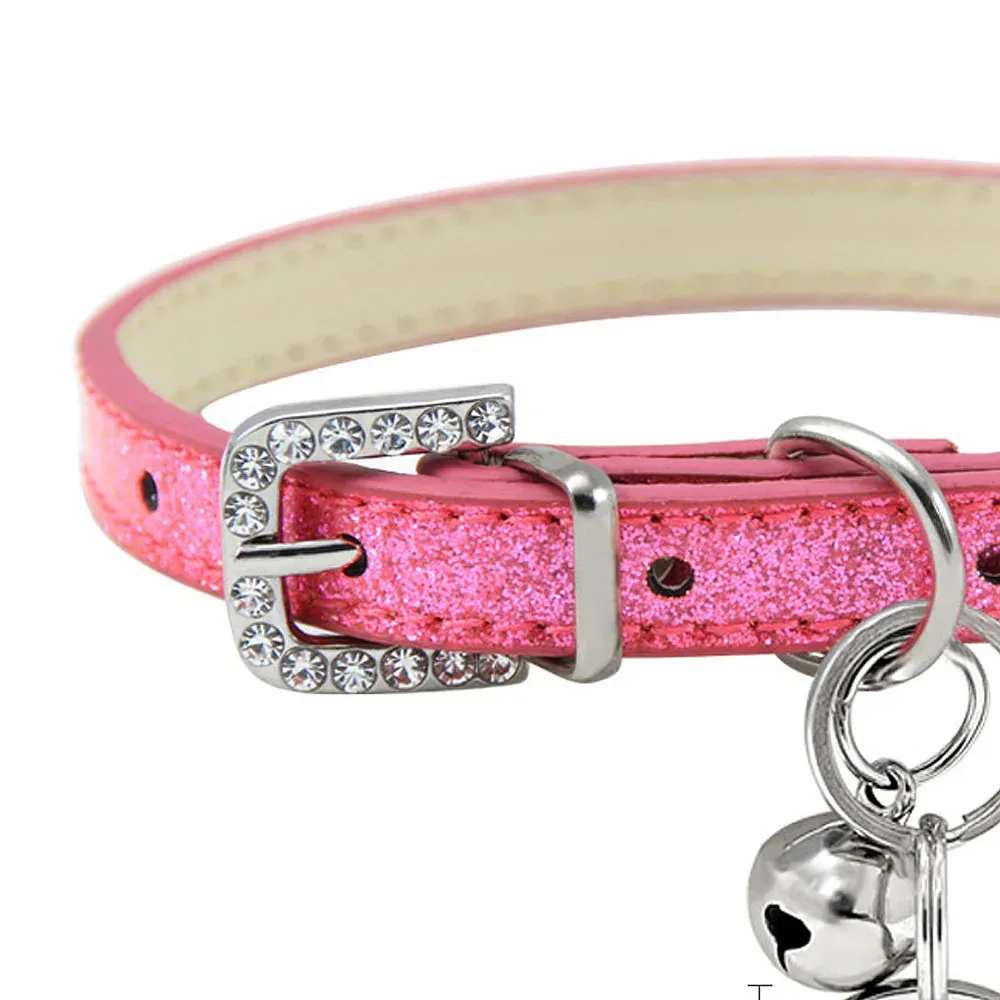 Colletto di gatto in pelle bling con campanello personalizzato COLLAR PER CATS CUPPY CACCHI ACCESSORI DI KITTINA CHUAHUA