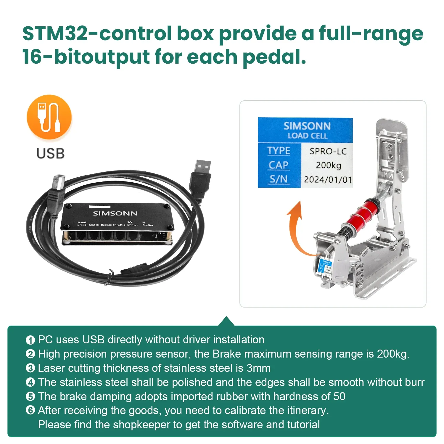 PC Sim Racing Pedals With Pressure Sensor, Load Cell, And HE