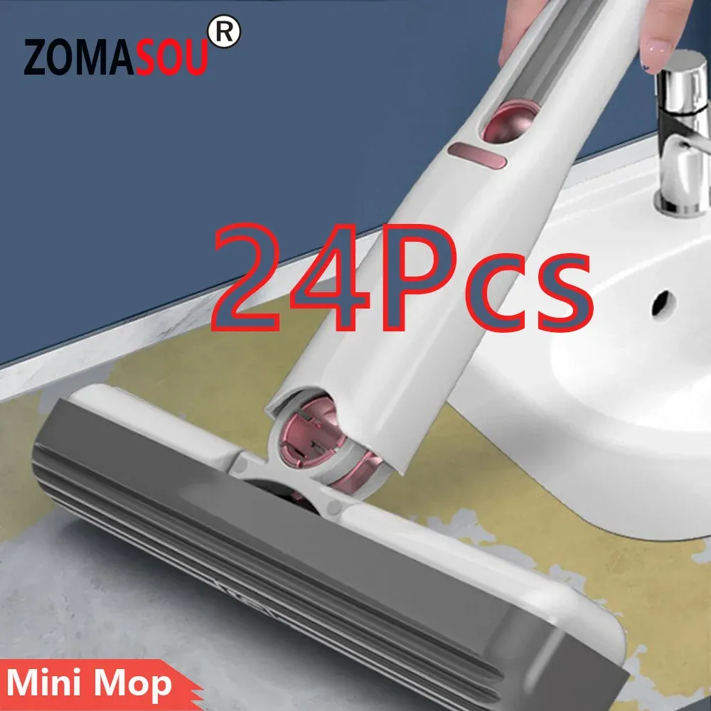 2-24PCS mini mop ściskanie mini mop składane domowe mopy z samowystarczalnymi podłogami MOPS MOPS CZARNE