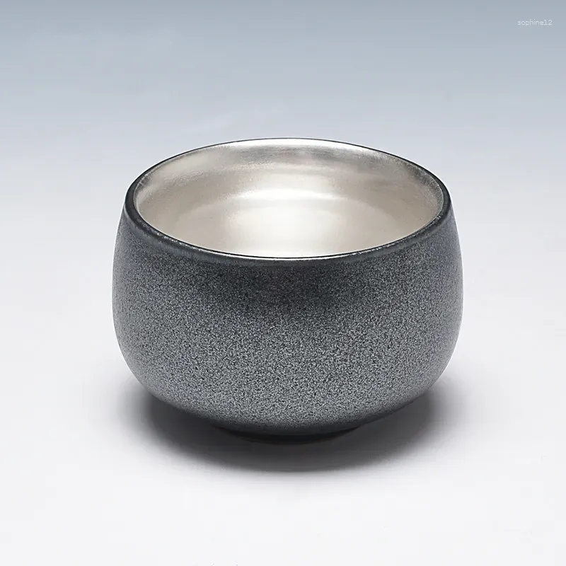 Zestawy herbaciarskie zen srebrna miska herbaciana o dużej pojemności czysty kungfu master cup degustacja