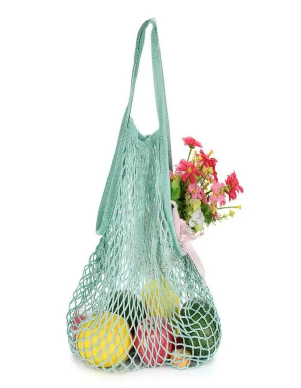 Wiederverwendbare Lebensmittelprodukte Taschen Baumwollnetz Ökologie Markt String Netto Einkaufstasche Küche Früchte Gemüse Hanging Bag7872811