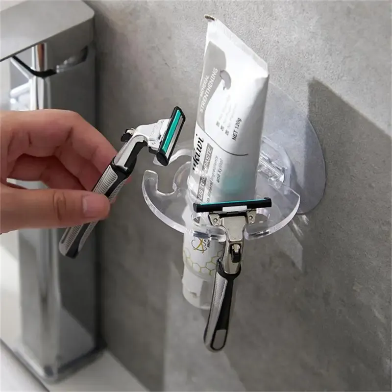 1Pcs Self-adhesive Wall Mount Toothpaste Dispenser Toothbrush Holder Storage Squeezer Shaver Holder Shelves Bathroom Products