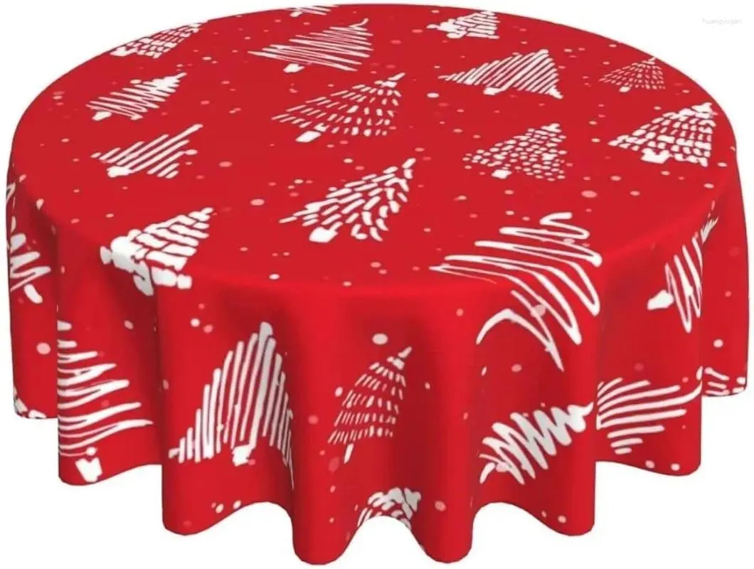 Table de table joyeux noël nappes 60 pouces rouges arbre rouge hiver Noël nappes en polyester tissu lavable