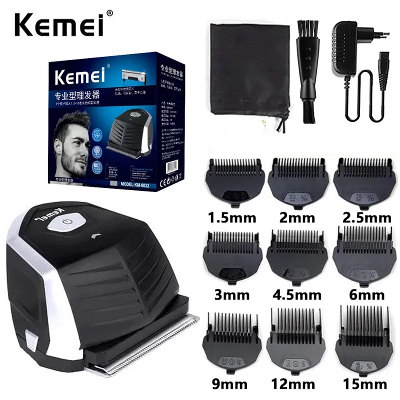 Trimmers Kemei Hair Clipper Professional Electric Cordless Hair Beard Trimmer 0,1 mm Bald Head Self Hair Cutting Machine voor Men Kids 6032