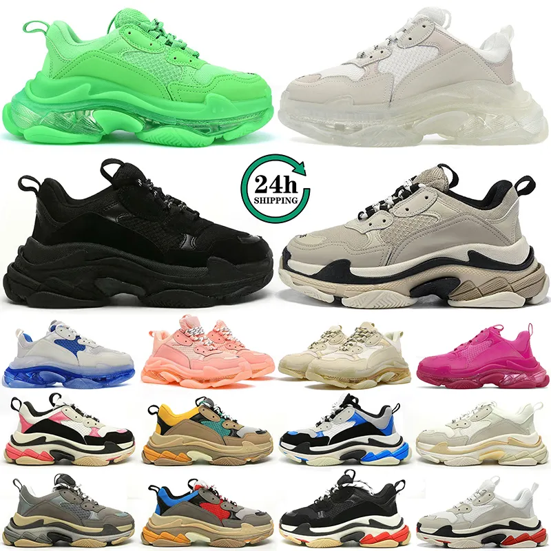 triple s men women designer shoes platform sneakers clear sole black white beige sand grey red pink blue Royal Green fuchsia sail mens trainers womens Tennis