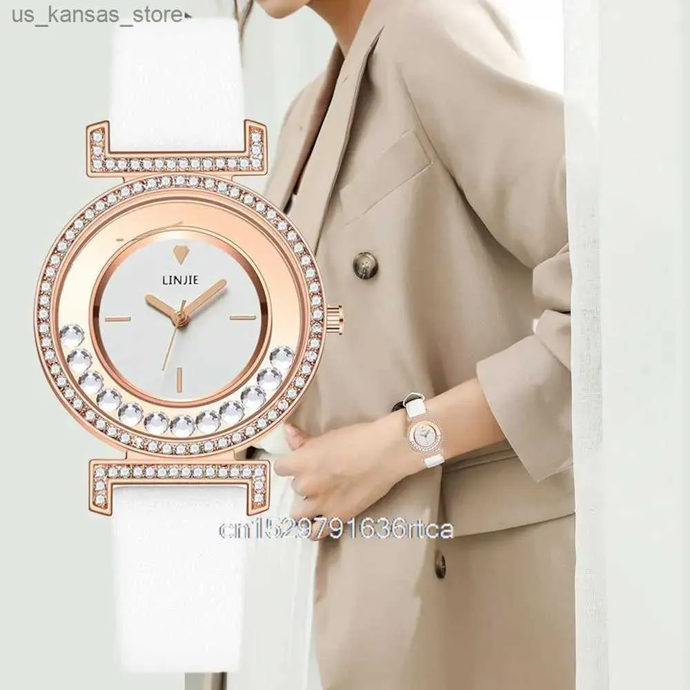 Relógios de pulso Minimalistas minimalistas ES 2023 Novo Diamante Simples Dial Dial Design Senhoras de couro Casual Gifts Relógio para Mulher240409