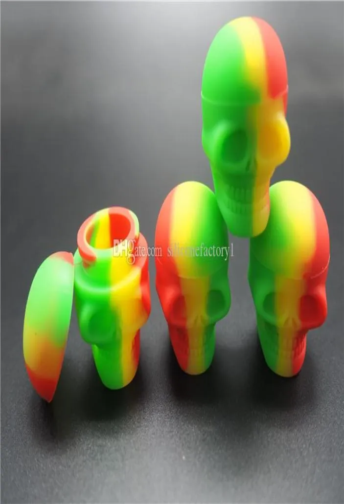 3ml skull containers assorted color silicone container for Dabs Round Shape Silicone Containers wax Silicone Jars Dab containers3427738