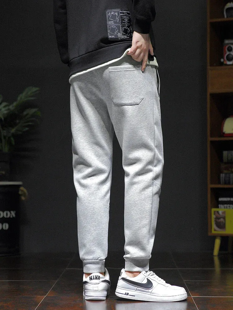 Mens Casual Jogger Pants Big Size Cotton Sweatpants With Zip