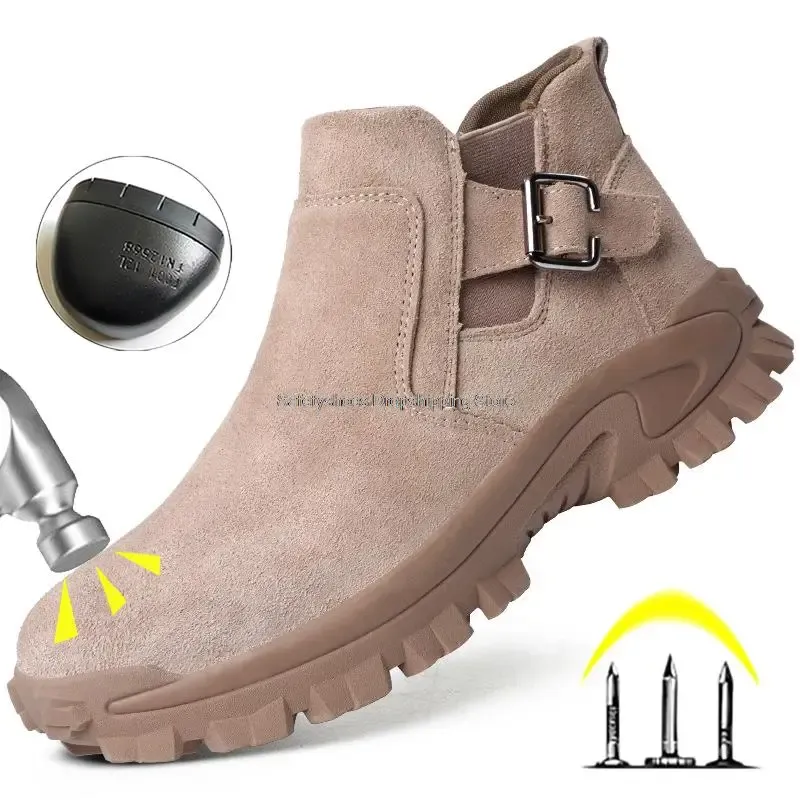 Bottes Boots Souder des chaussures Men Hommes en acier Toe Rubber Antismash WearResistant Work Safety Boots Boots mascules Chaussures de travail de protection Male