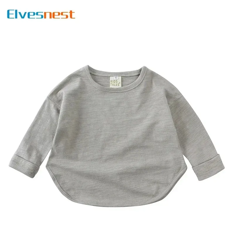 Frühling Herbst Childrens Clothing Boys T-Shirts Baumwolle Langarm Girls Tops Mode Color Kids Girls Tee 2-6 Jahre 240325