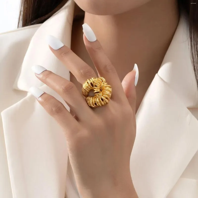 Cluster anneaux kshmir metal lave texturée irrégulière ouverte pour les femmes accessoires de bijoux rétro de fête exquise américaine européenne