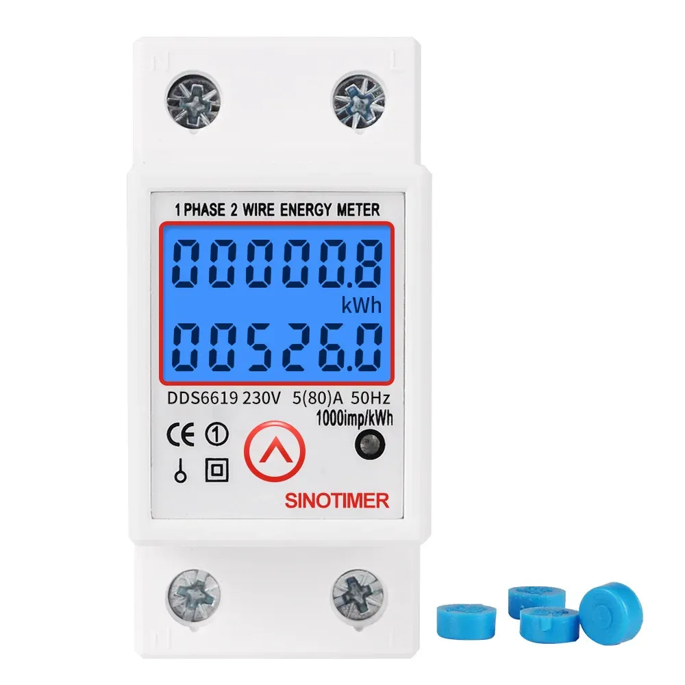 DDS6619-526L Electric Energy Meter Återställ Backlight Display Enfas Rail Multi-Fun Energy Meter Microelectronic Multimeter