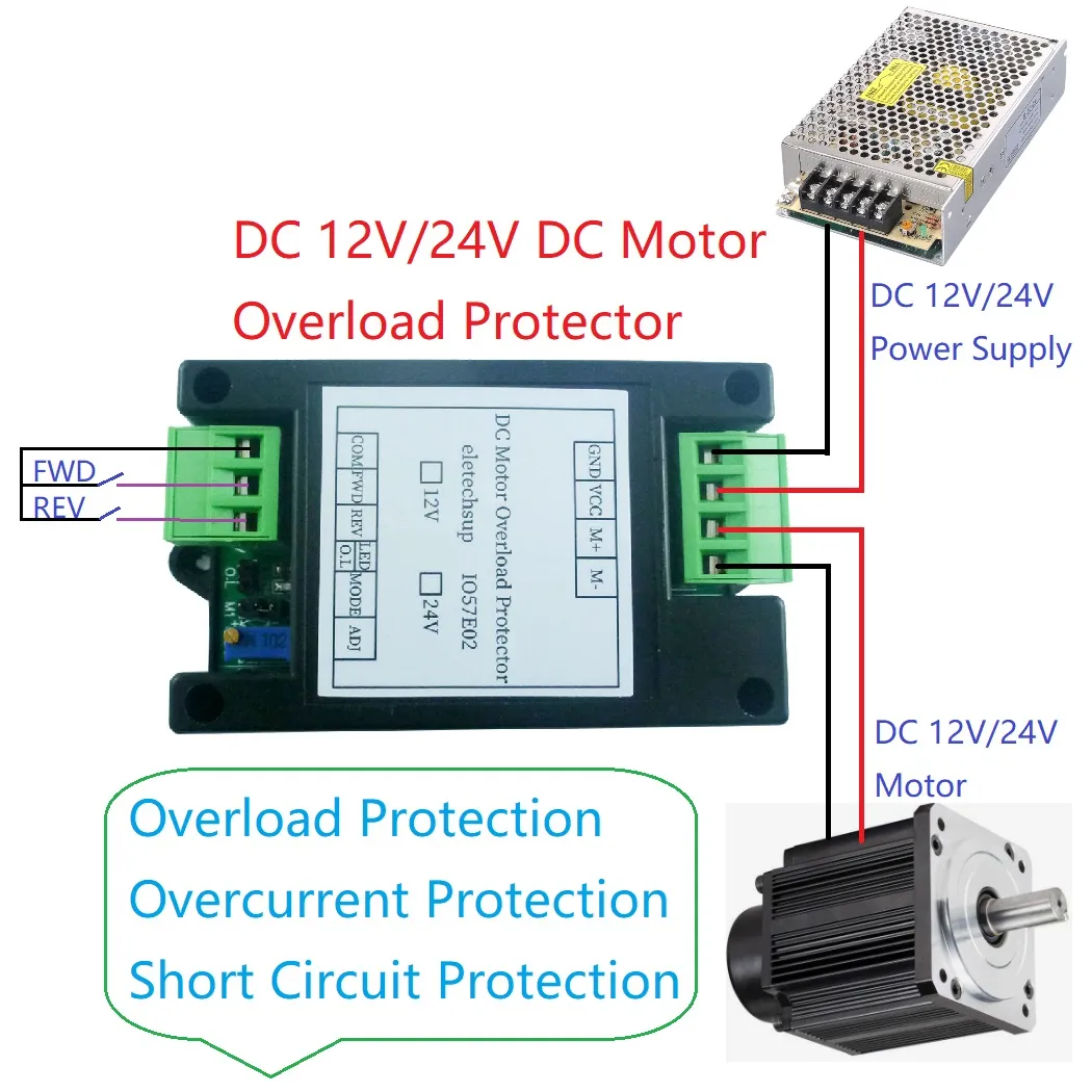 Overload Module 24V DC Motor Controller Relay Module: Overcurrent, Overload, Short ...