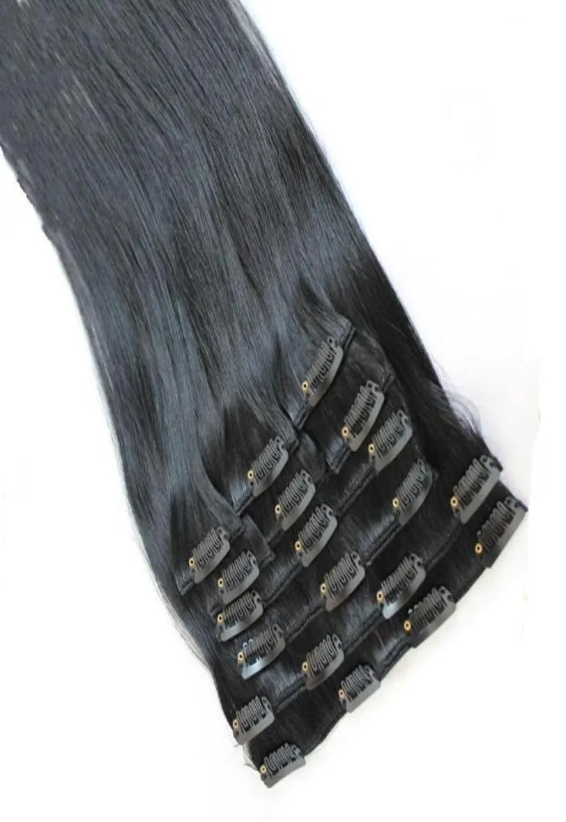 Gretremie 20quot 24quot Clip Inon Hair Extensions Brasilianer malaysischer peruanischer indischer Remy Humanes Haar Straight Weave 10pcsset1528585