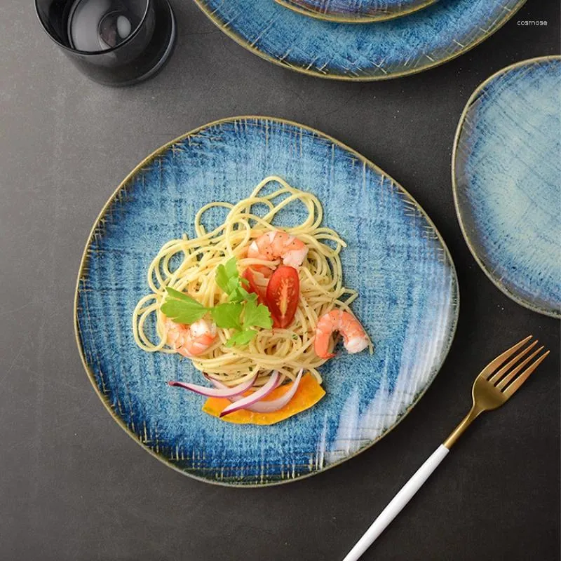 Platen creativiteit Japanse stijl westers tabelgare el keramische special gevormde steakplaat voortreffelijke retro huishoudelijke pendulumplate