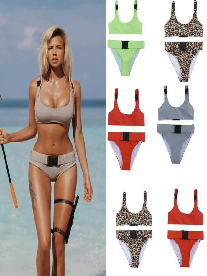 Mulheres Multicolor TwooPiece Belt Bikini Swimsuithwearwear Lady Girls Belts Crop Top Set Onepuse Suits5683210