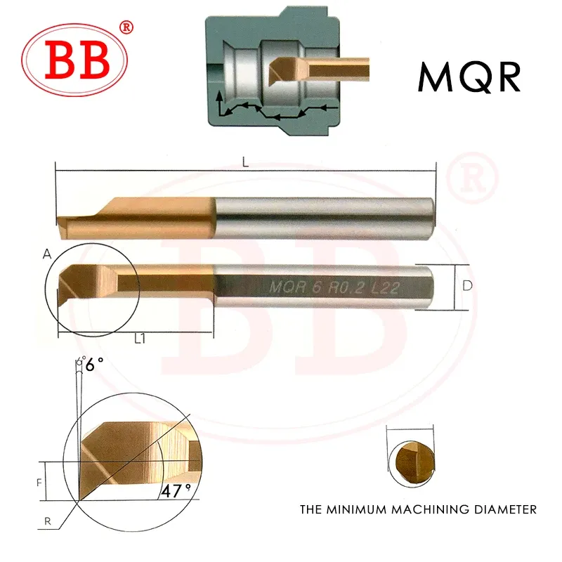 BB MQR Mur MPR MNR Carbure de carbure de carbure Borine miniature outil de turing interne copie de petit trou de petit trou Solid Cutter 6 mm