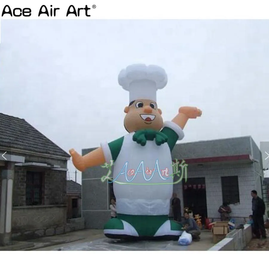 8mh (26 pieds) avec un ventilateur bon vendeur de chefs de chef décoratif extérieur personnages de mannequin géant dessin animé gonflable pour la publicité