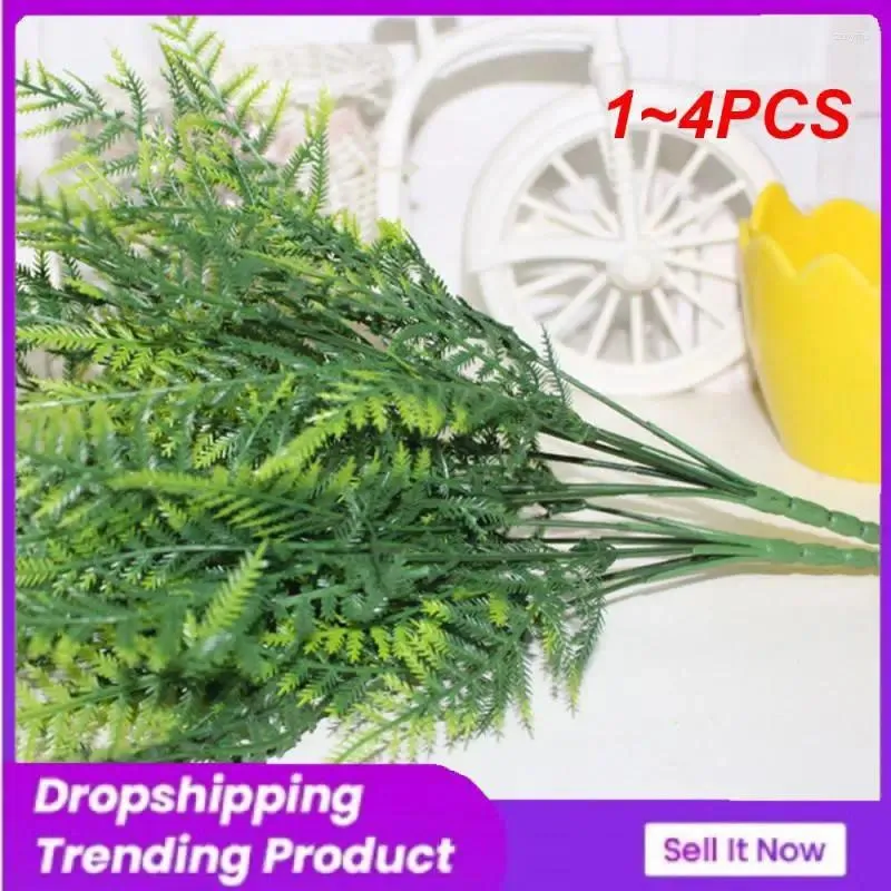 Decorative Flowers 1-4PCS Fern Bush Plants Garden Porch 7 Stems Table Decors Artificial Asparagus High Quality Greenery Foliage Shrub Flower