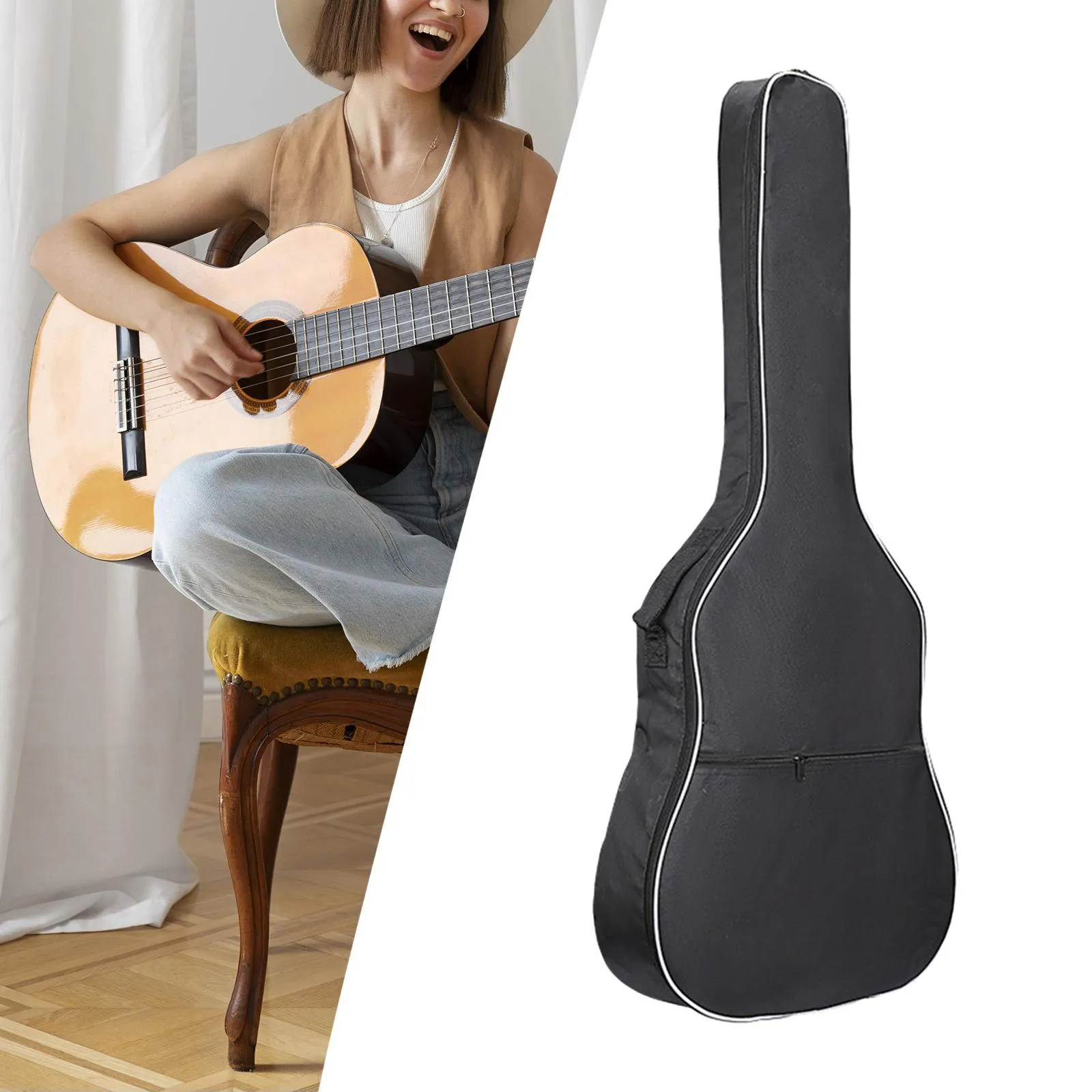 Waterproof Guitar Bag For 40/41 Inch Acoustic Guitar – 600D Oxford Cloth Gig Bag With Backpack Straps, Orange