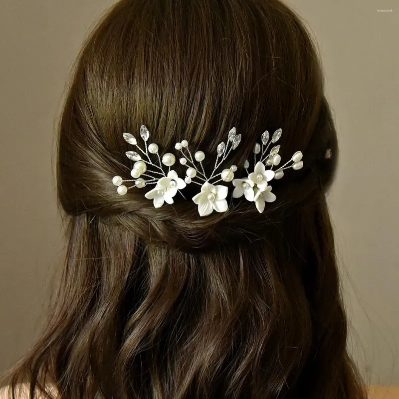 Haarclips 3 stks u-vormig parel bloem haarspeldedel dames bruid mode legering accessoires bruiloft sieraden kopstuk