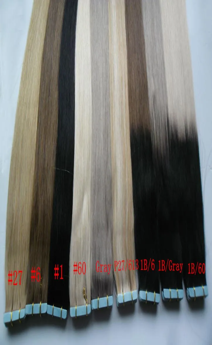 Tejp i hårförlängningar Human Hår 40PCSPACK Hud Weft 100g Machine Made Remy Tape Hair8301431