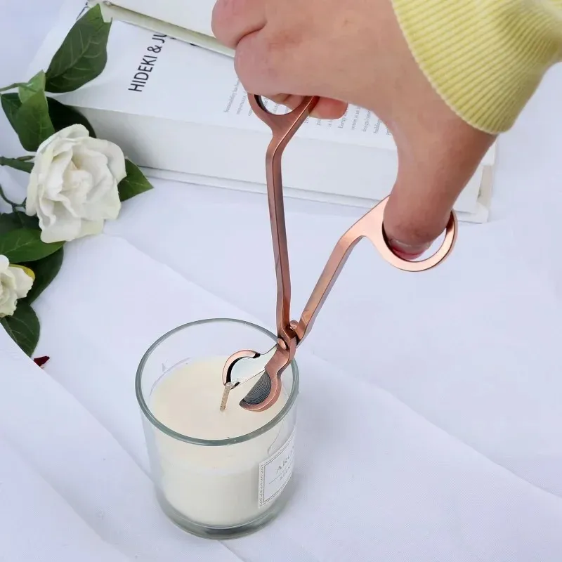 2024 Candle Wick Trimmer Rostfritt stål Candle Scissors Trim Wick Cutter Snuffer Round Head 18cm Black Rose Gold Silver Red Bronze 1.