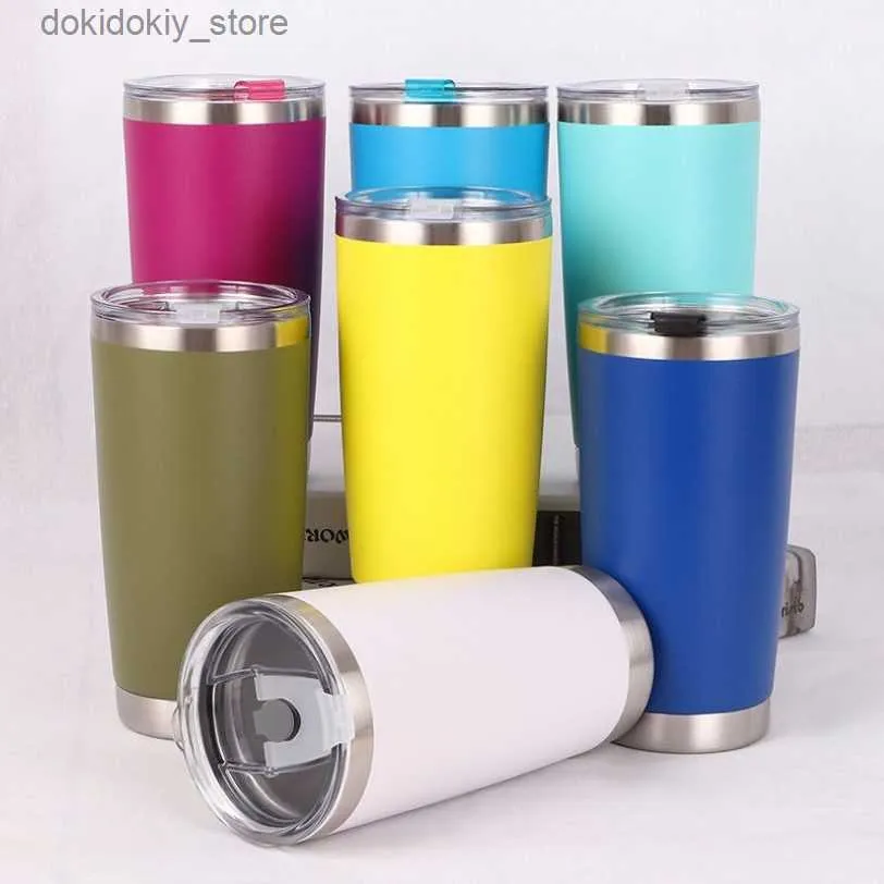 Mugs 20oz Powder Coated Tumbler Car Coffee Mu StainlessSteel Outdoor Portable Cup Double Wall Travel Mu Vacuum Insulated247c L49