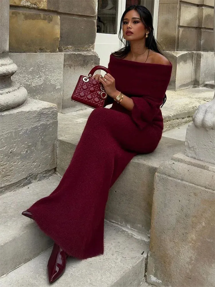 Winter Knitted Sweater for Women - Loose Fit, High Waist, Ultra Thin, Elegant Fashion Sweater dress Women (Style 241205) Winter Knitted Sweater for Women - Loose Fit, High Waist, Ultra Thin, Elegant Fashion Sweater dress Women (Style 241205)