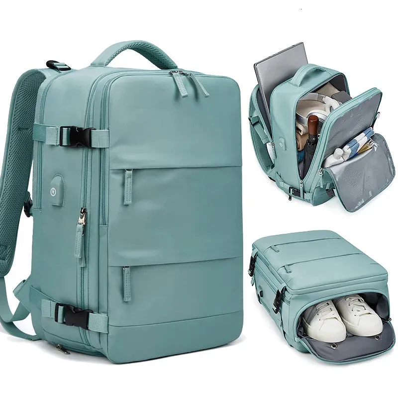 Femme ordinateur portable sac à dos 156 pouces adolescente USB Charge School Independent Shoe Sac Voyage extérieur 240328