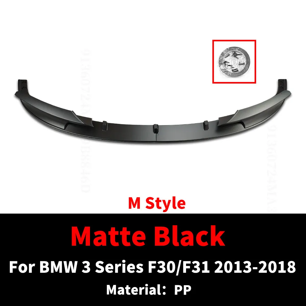 M Performance Style Front Splitter Lip For BMW 3 Series F30 F31 (Matte Black, ABS Plastic)