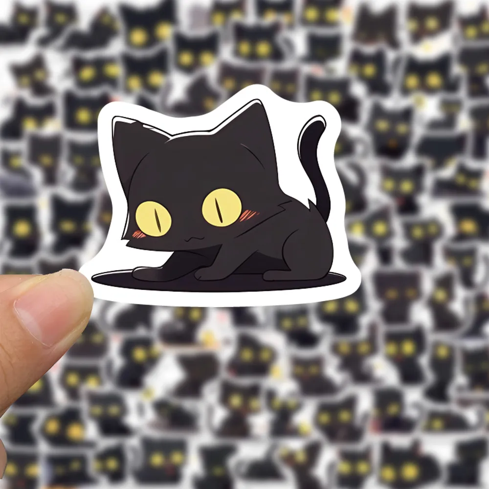 DHgate.com:Black Cat Kawaii Stickers: 100Pcs Waterproof Vinyl Decals ...