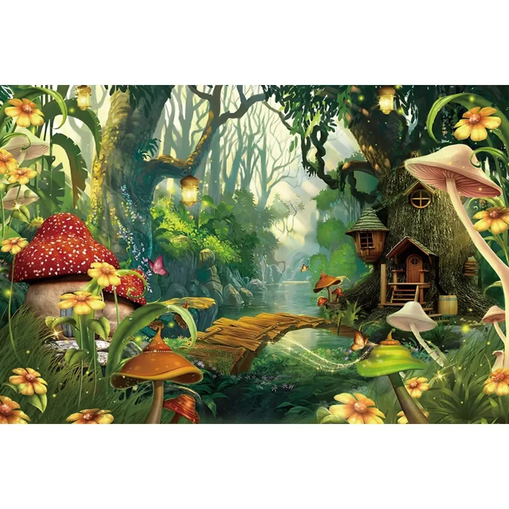 Fondo De Bosque De Hadas Para Fotografía, Estudio Fotográfico De Fiesta De  Cumpleaños De Bebé, Casa De Hadas De Setas Del País De Las Maravillas De La  Selva De 22,2 € | DHgate, image size:1000x1000