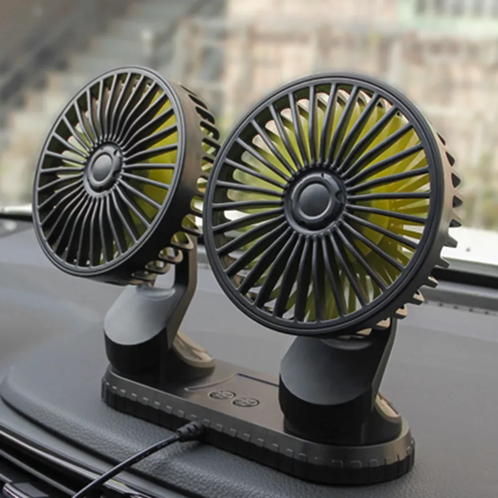 Electric Car Fan 3 Speed Dual Head Car Auto Coolin... - Grandado