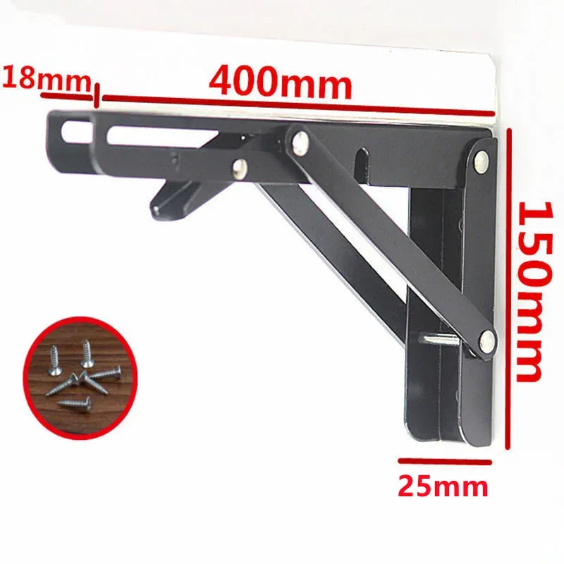 Oudtinx 2-Pack Folding Shelf Brackets – Heavy Duty 10-inch, 300lb Capacity, Locking At 90°, Space-Saving Wall Mount For Tables, Workbenches, Garages & RVs (Black)