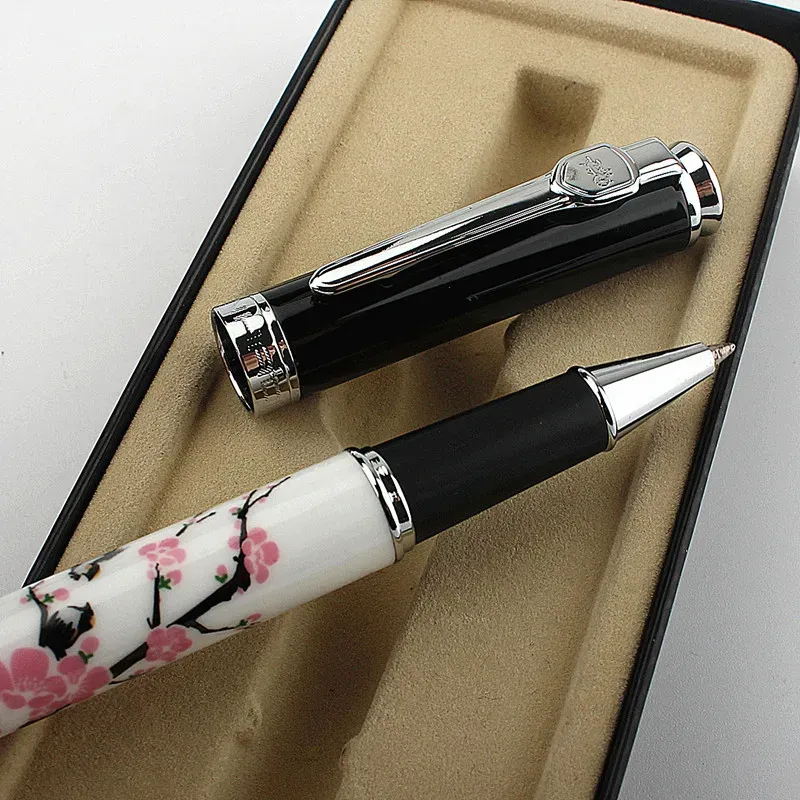 JINHAO High Quality Plum Blossom Porcelain Flowers Painting Trim Rollerball Pen Signature Calligraphy Ink Pens Office Supplies