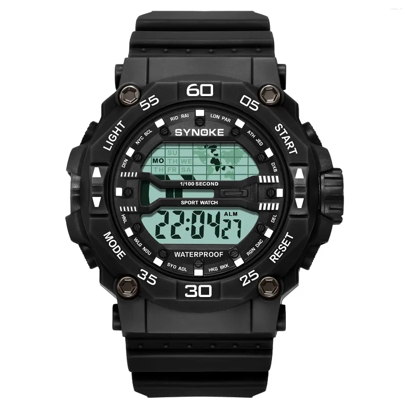 Montre-bracelets pour hommes de sports militaires Mentiers Mentes de surveillance numérique Chronograph Alarm 50m Marque de bracelet imperméable SYNOCH