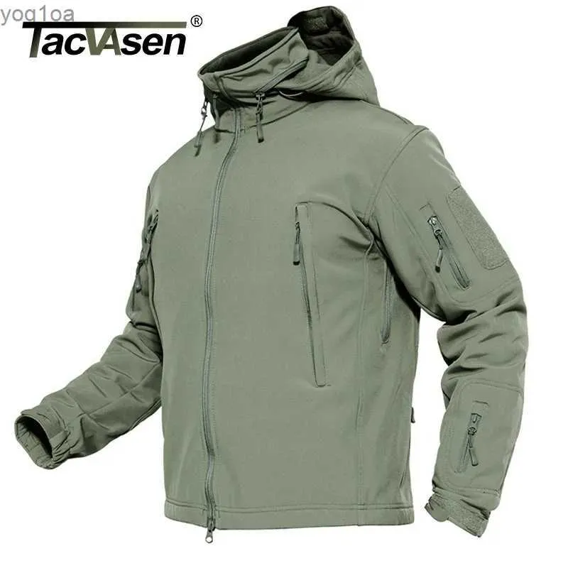 Men's Jackets TACVASEN Winter Soft Shell Waterproof Wool Lining Jacket Mens Hiking Tactical Waterproof Jacket Outer Coat Windproof ClothingL2404