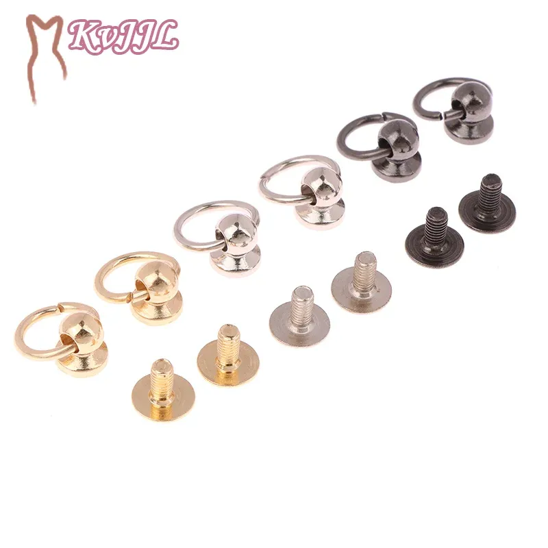 10 st skruvstång Skruv Nit Stud Silver Round Head Nail With Pull Ring DIY Handväska Reparationssats Byt ut kedjespänningsdelar