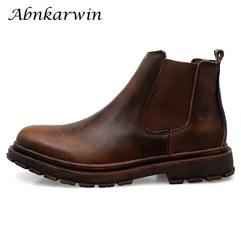 أحذية الخريف شتاء الكاحل أحذية الجلود الرجال البني الأسود بوتاس hombre cuero bottine botki bottines homme