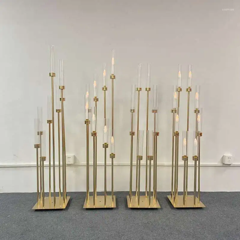 Świecane uchwyty 5pcs metalowy uchwyt świec wazon kwiatowy stół ślubny stół centralny Candelabra Pillar Stand Road Party Wystrój imprez