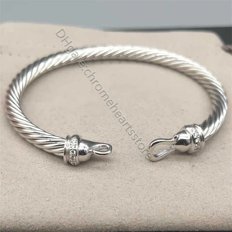 Bracelets hombres gancho plateado de moda mujer brazalete retorcido brazalete 5 mm bangle woman woman joyería de cable accesorios exquisitos tendencias superiores e6bg